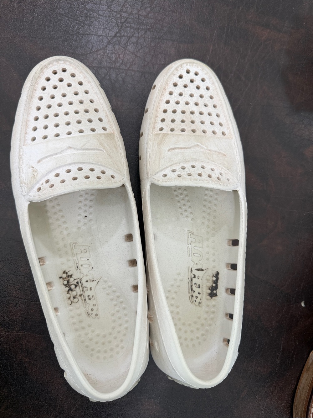 Women's White Perforated Slip-On Loafers by